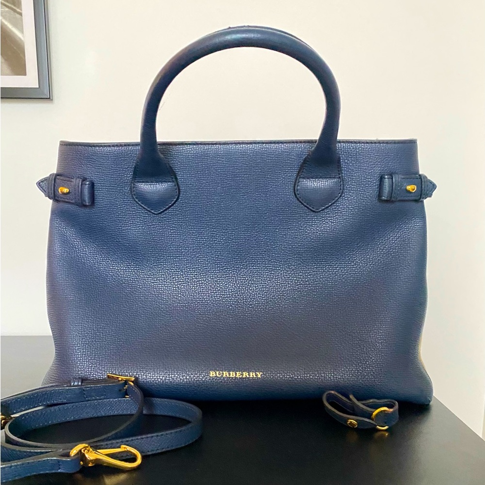 Burberry Navy Banner Medium Tote